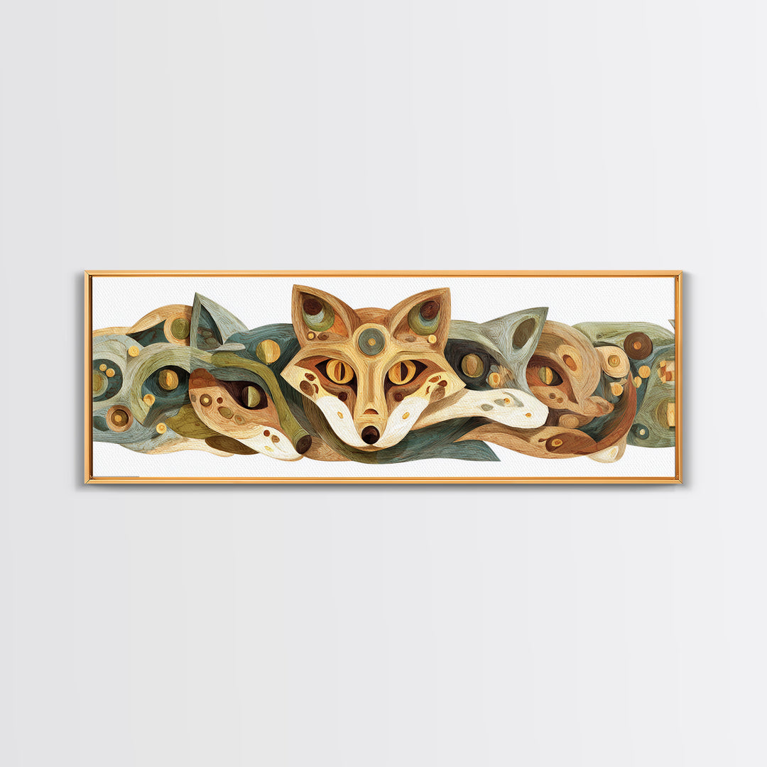 Stylized Animal Totem Framed Canvas Print, Tribal Art, Fine Art Print, Living Room Decor, Fine Art, Tribal, Wall Decor, TRI-3x1-44