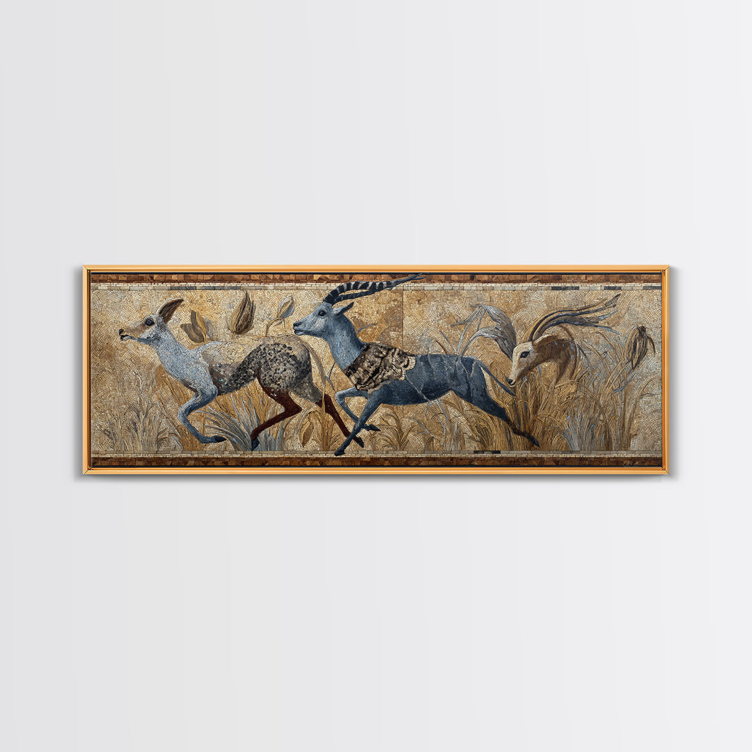 Ancient Cave Art Running Animals Canvas Print, Tribal Art, Modern Decor, Living Room Decor, Abstract Art, Tribal, Wall Decor, TRI-3x1-49