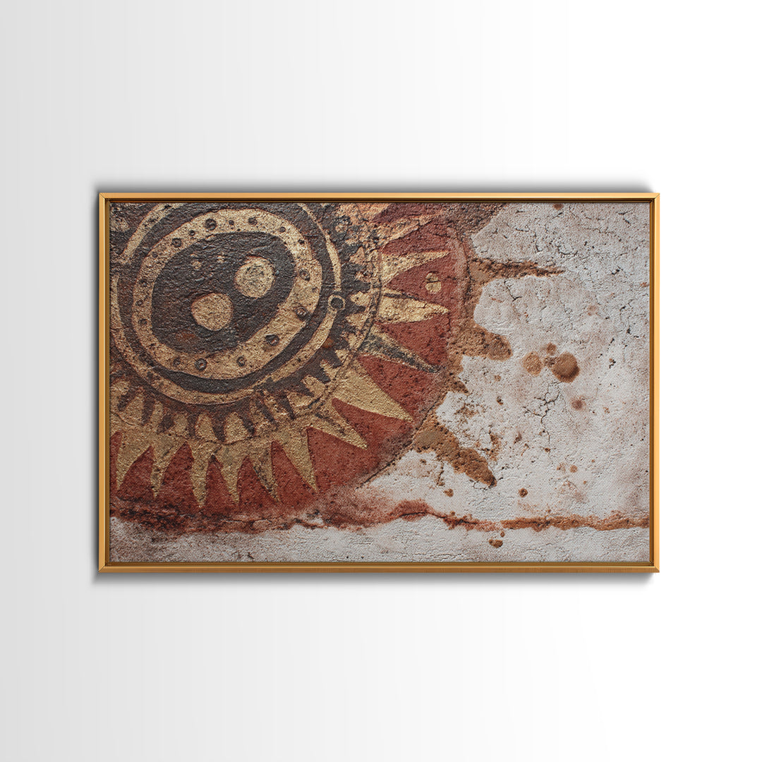 Handprint and Animal Track Composition Framed Canvas Print, Tribal Art, Room Decor, Living Room Decor, Fine Art, Tribal, TRI-3x2-45