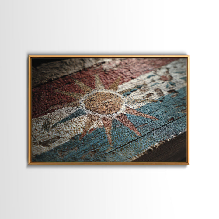 Tribal Sun Symbol Framed Canvas Print, Tribal Art, Fine Art Print, Living Room Decor, Fine Art, Tribal, Wall Decor, TRI-3x2-63