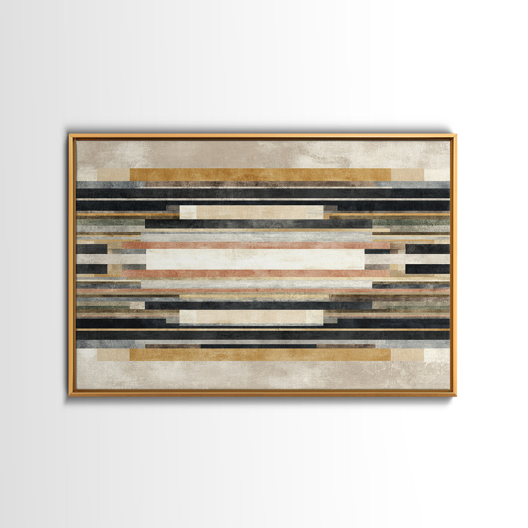 Geometric Border Design by Global Textiles Framed Canvas Print, Tribal Art, Gallery Wall Art, Living Room Decor, Tribal, TRI-3x2-96