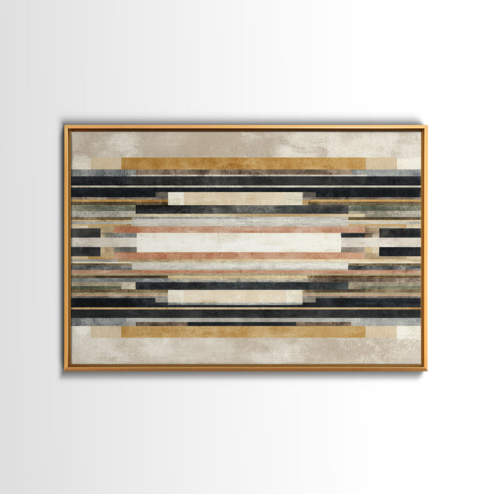 Geometric Border Design by Global Textiles Framed Canvas Print, Tribal Art, Gallery Wall Art, Living Room Decor, Tribal, TRI-3x2-96