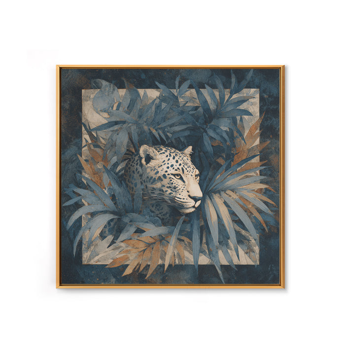 Leopard Hidden Among Palm Leaves Canvas Print, Tropical Art, Coastal Art, Living Room Decor, Fine Art, Tropic, Luxury Decor, TRO-1x1-14