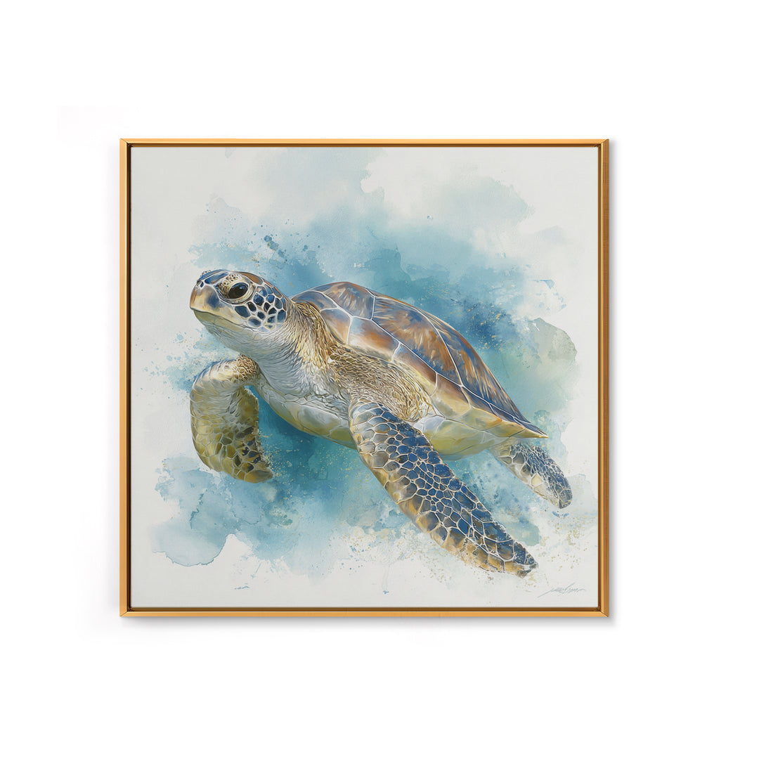 Sea Turtle Near Tropical Reef Canvas Print, Tropical Art, Bird Art, Living Room Decor, Watercolor Art, Tropic, Whimsical Art, TRO-1x1-19