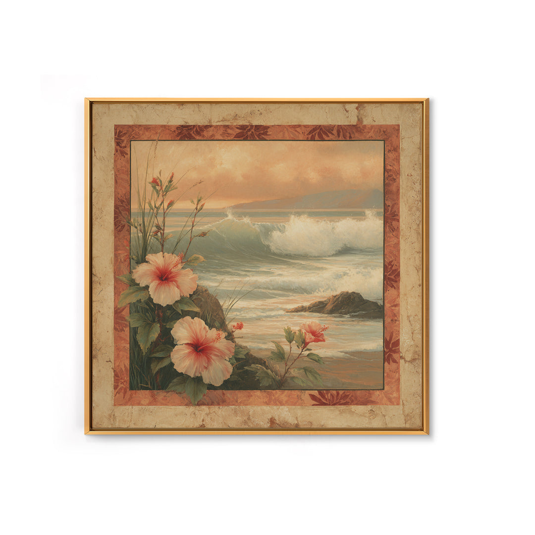 Sunset Surf Scene Canvas Print, Tropical Art, Beach Decor, Living Room Decor, Oil Painting, Tropic, Fine Art Print, TRO-1x1-22