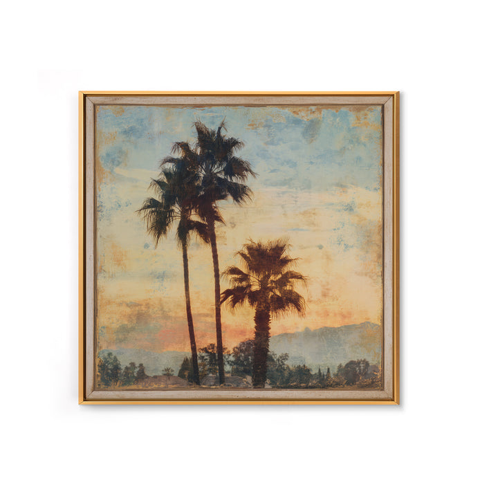 Palm Tree Silhouettes Framed Canvas Print, Tropical Art, Digital Art, Living Room Decor, Oil Painting, Tropic, Watercolor Art, TRO-1x1-28