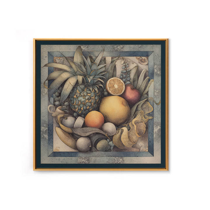 Tropical Fruit Market Arrangement Framed Canvas Print, Tropical Art, Coastal Decor, Living Room Decor, Fine Art, Tropic, TRO-1x1-39