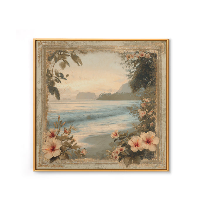 Sunset Surf Scene Framed Canvas Print, Tropical Art, Gallery Wall Art, Living Room Decor, Fine Art, Tropic, Textured Painting, TRO-1x1-46