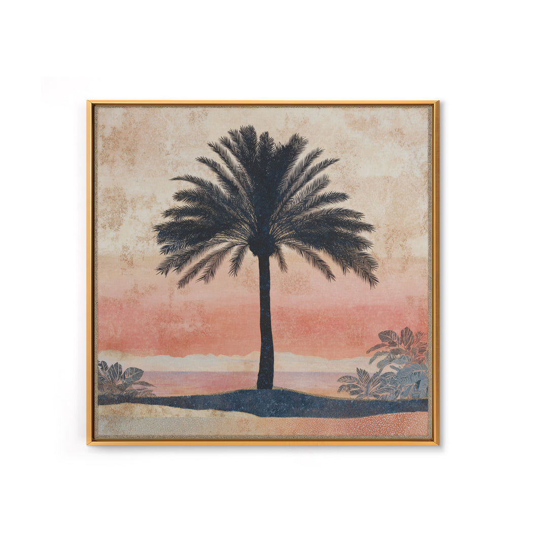 Palm Tree Silhouettes Framed Canvas Print, Tropical Art, Abstract Painting, Living Room Decor, Fine Art, Tropic, Gallery Decor, TRO-1x1-52