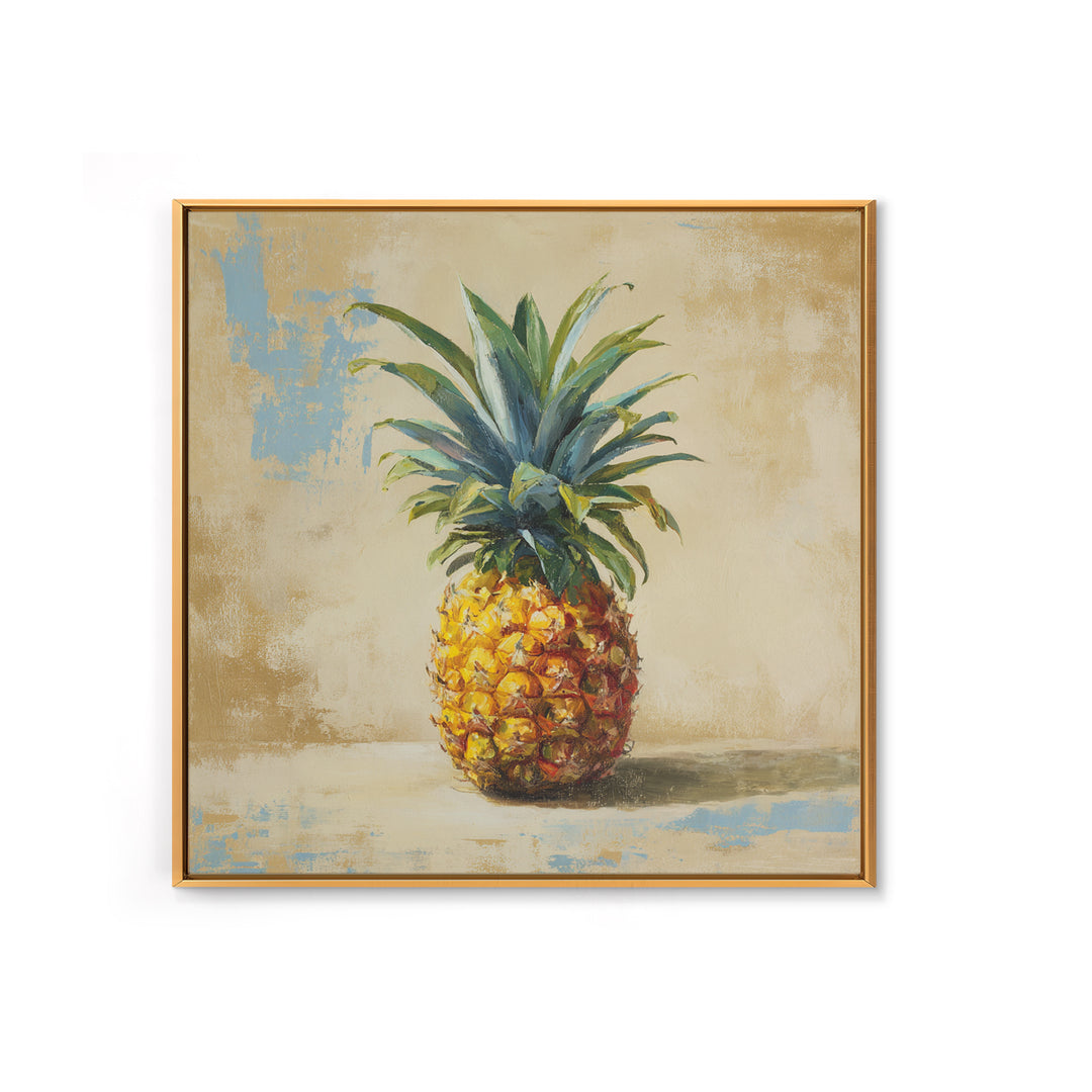 Pineapple and Palm Still Life Framed Canvas Print, Tropical Art, Downloadable Prints, Living Room Decor, Watercolor Art, Tropic, TRO-1x1-6