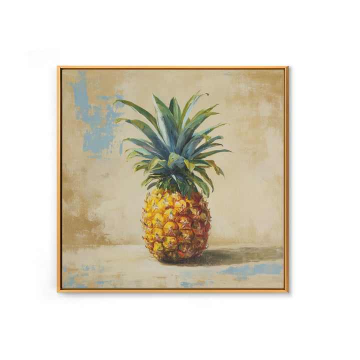 Pineapple and Palm Still Life Framed Canvas Print, Tropical Art, Downloadable Prints, Living Room Decor, Watercolor Art, Tropic, TRO-1x1-6