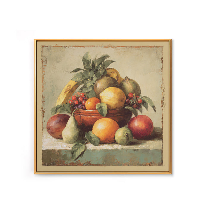 Tropical Fruit Market Arrangement Framed Canvas Print, Tropical Art, Neutral Decor, Living Room Decor, Fine Art, Tropic, TRO-1x1-63