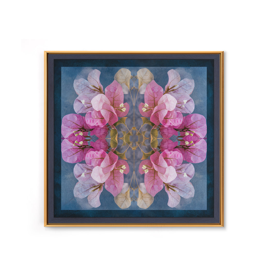 Pink Bougainvillea over White Wall Framed Canvas Print, Tropical Art, Abstract Painting, Living Room Decor, Fine Art, Tropic, TRO-1x1-64
