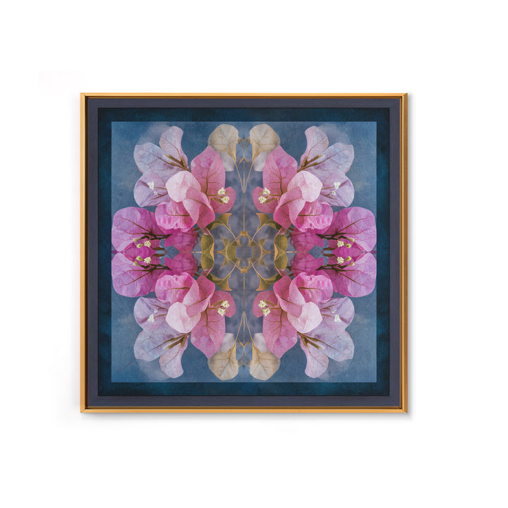 Pink Bougainvillea over White Wall Framed Canvas Print, Tropical Art, Abstract Painting, Living Room Decor, Fine Art, Tropic, TRO-1x1-64