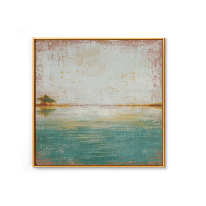 Tropical Lagoon with Turquoise Water Framed Canvas Print, Tropical Art, Pink Wall Art, Living Room Decor, Fine Art, Tropic, TRO-1x1-7