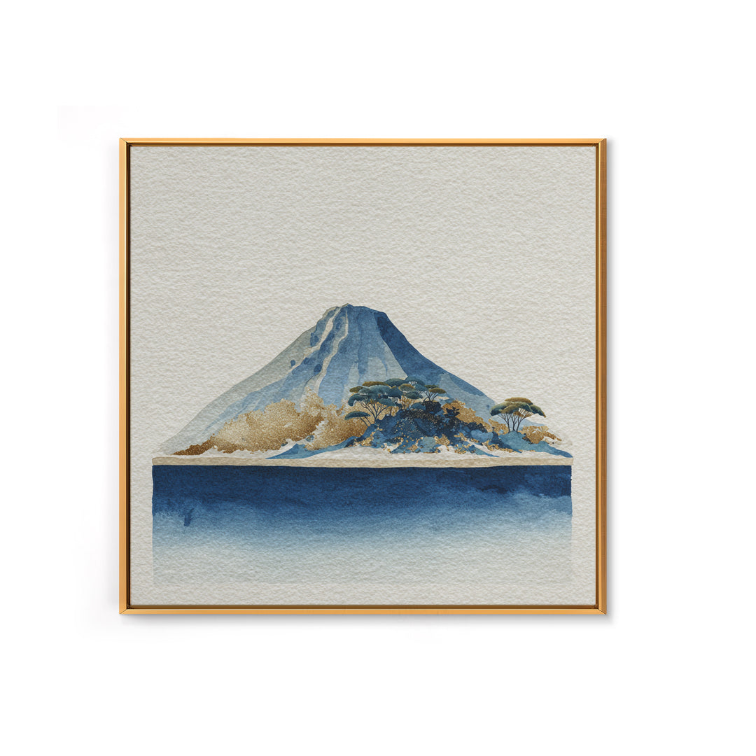 Island Volcano with Lush Foreground Canvas Print, Tropical Art, Contemporary Art, Living Room Decor, Fine Art, Tropic, TRO-1x1-89