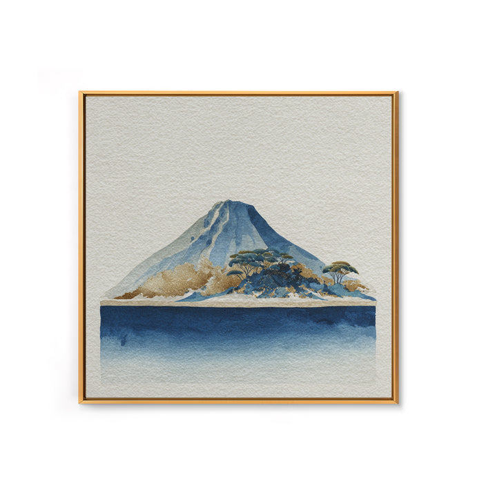 Island Volcano with Lush Foreground Canvas Print, Tropical Art, Contemporary Art, Living Room Decor, Fine Art, Tropic, TRO-1x1-89
