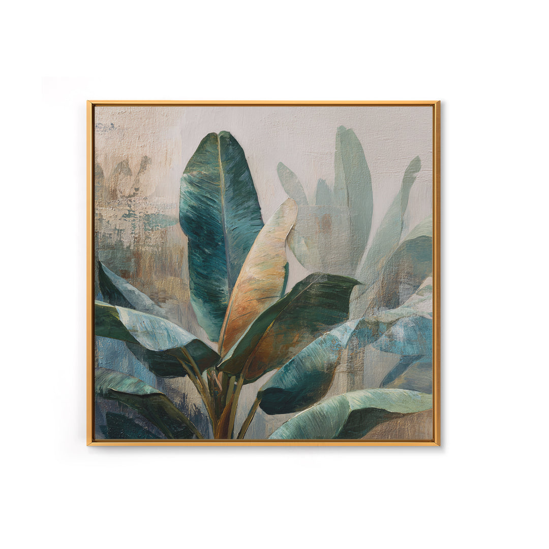 Banana Leaves Layered Canvas Print, Tropical Art, Statement Artwork, Living Room Decor, Fine Art, Tropic, Digital Prints, TRO-1x1-9