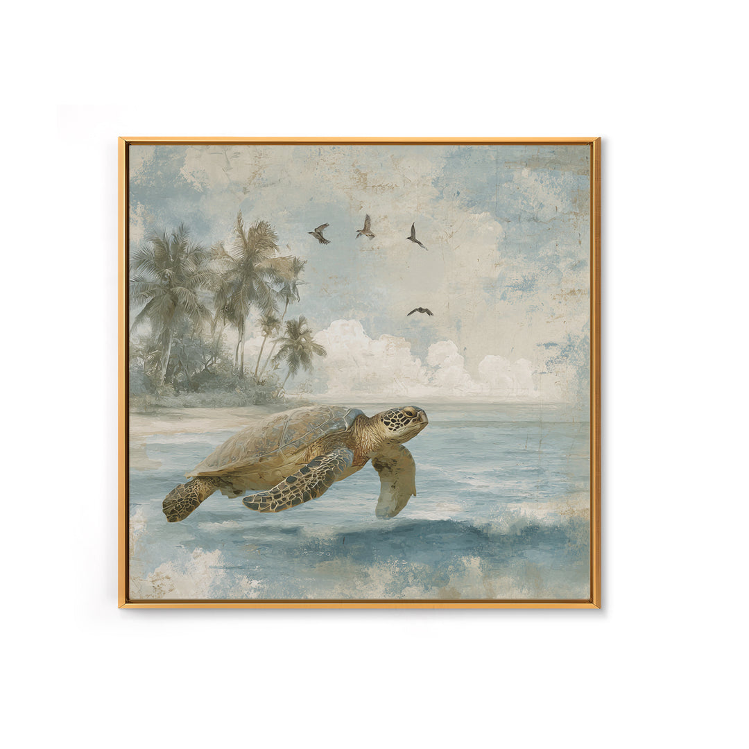 Sea Turtle Near Tropical Reef Canvas Print, Tropical Art, Room Decor, Living Room Decor, Fine Art, Tropic, Printable, TRO-1x1-91