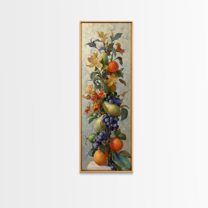 Bright Papaya and Lime Still Life Canvas Print, Tropical Art, Wall Art, Living Room Decor, Oil Painting, Tropic, Pink Wall Art, TRO-1x3-12
