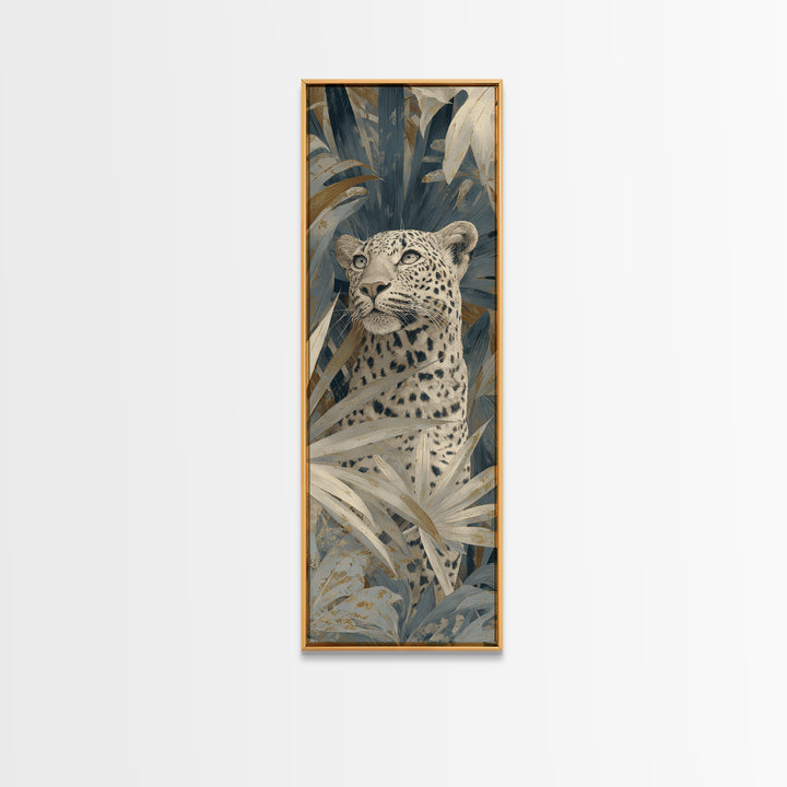 Leopard Hidden Among Palm Leaves Canvas Print, Tropical Art, Whimsical Art, Living Room Decor, Fine Art, Tropic, TRO-1x3-2