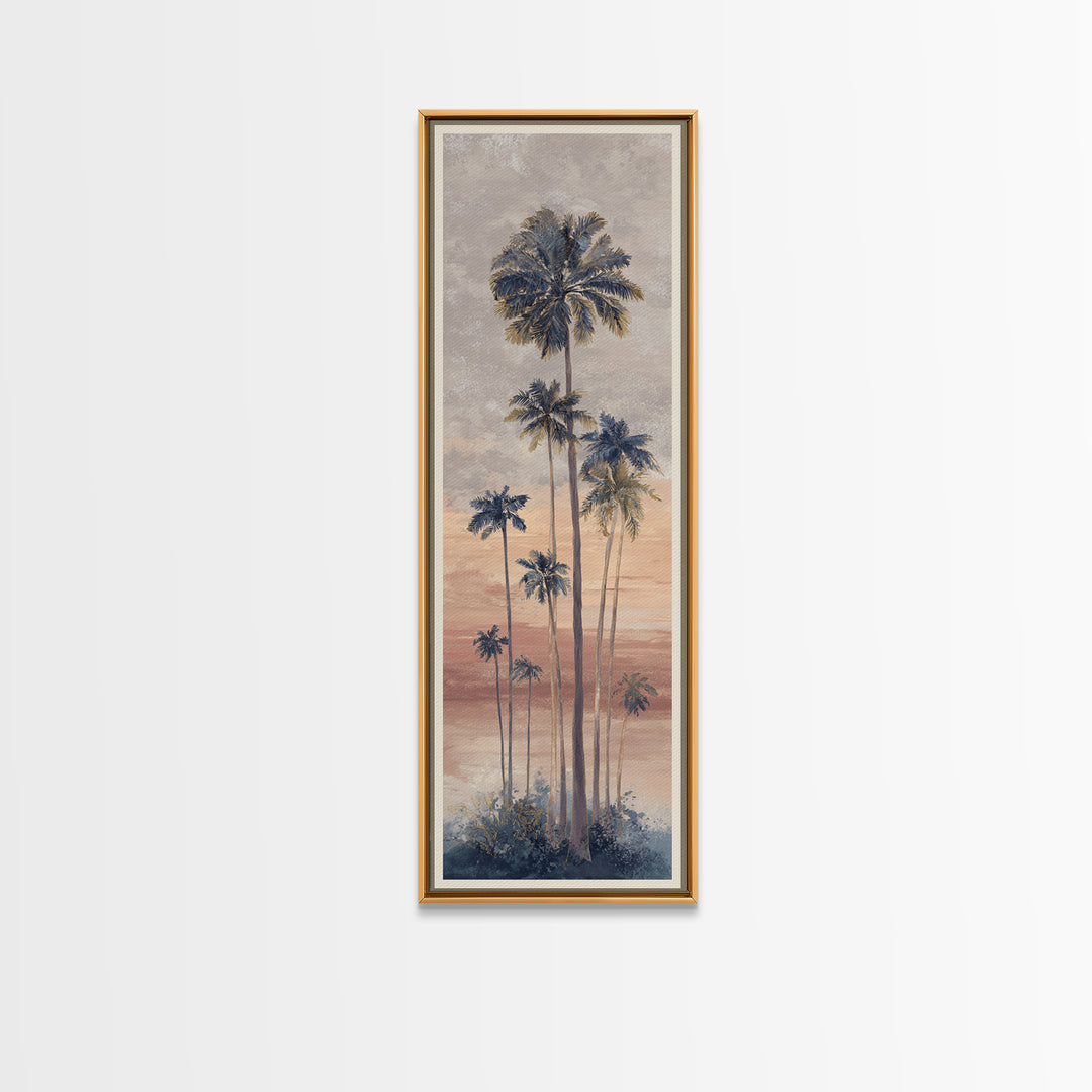 Palm Tree Silhouettes Canvas Print, Tropical Art, Pink Wall Art, Living Room Decor, Fine Art, Tropic, Coastal Art, Beach Print, TRO-1x3-40