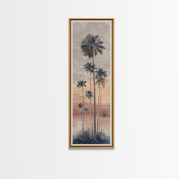 Palm Tree Silhouettes Canvas Print, Tropical Art, Pink Wall Art, Living Room Decor, Fine Art, Tropic, Coastal Art, Beach Print, TRO-1x3-40