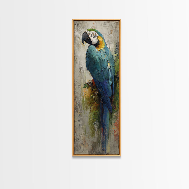 Parrot Portrait with Emerald Feathers Canvas Print, Tropical Art, Printable, Living Room Decor, Fine Art, Tropic, Coastal Decor, TRO-1x3-44