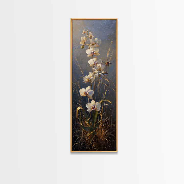 Orchid and Hummingbird Composition Framed Canvas Print, Tropical Art, Modern Decor, Living Room Decor, Fine Art, Tropic, TRO-1x3-46
