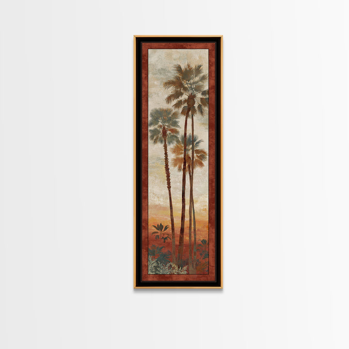 Palm Tree Silhouettes Framed Canvas Print, Tropical Art, Abstract Painting, Living Room Decor, Fine Art, Tropic, Gallery Decor, TRO-1x3-64