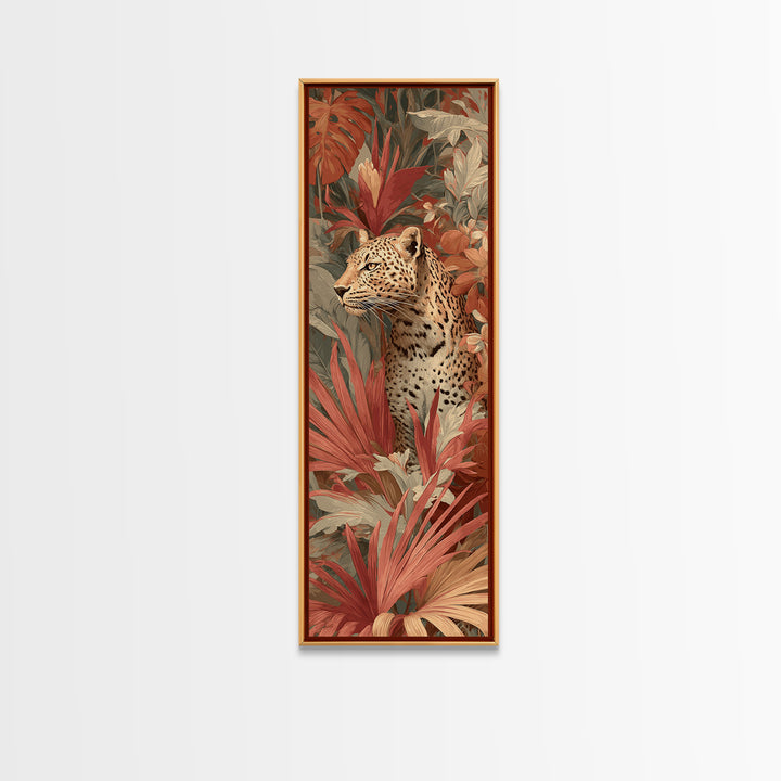 Leopard Hidden Among Palm Leaves Canvas Print, Tropical Art, Textured Painting, Living Room Decor, Fine Art, Tropic, TRO-1x3-98
