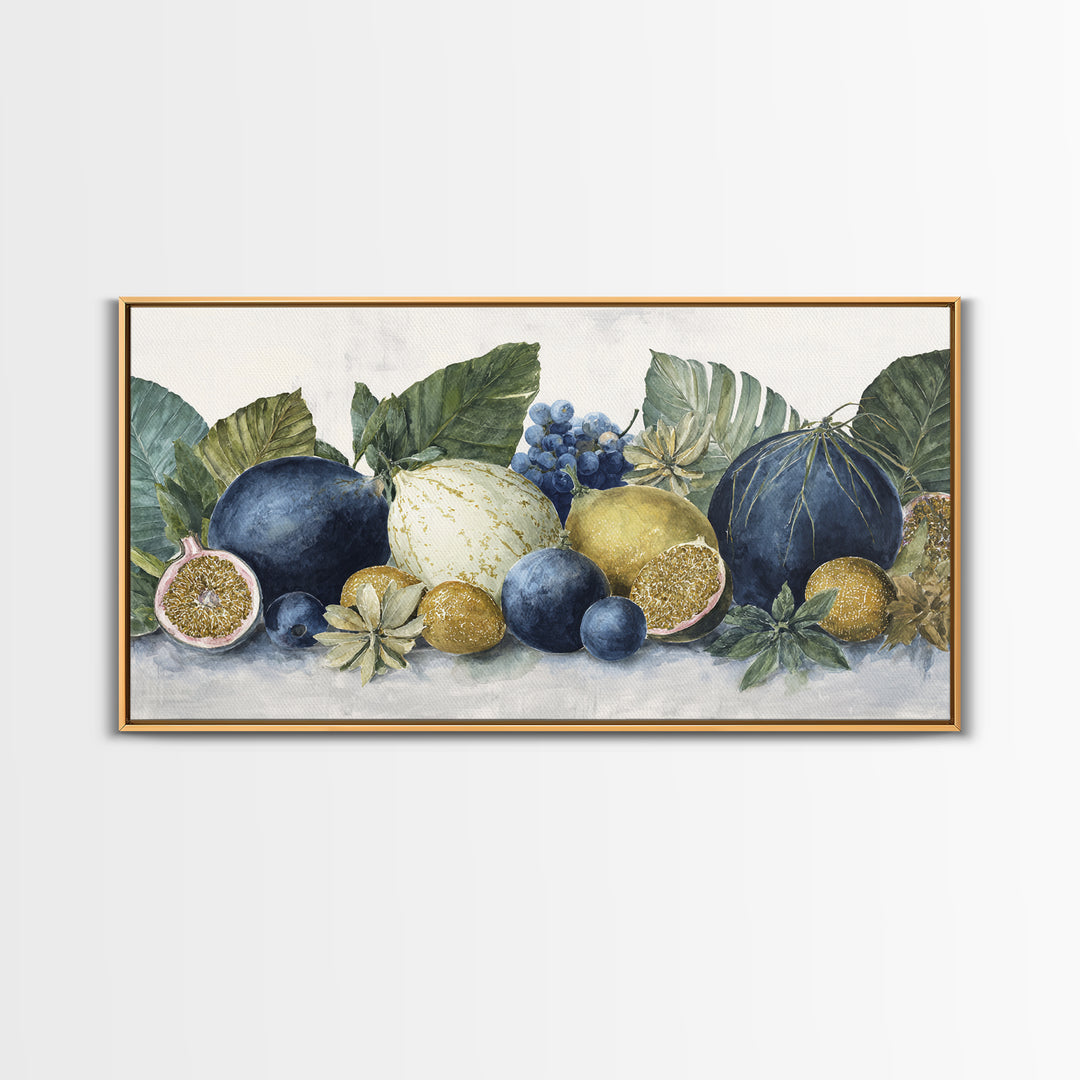 Tropical Fruit Market Arrangement Framed Canvas Print, Tropical Art, Coastal Decor, Living Room Decor, Fine Art, Tropic, TRO-2x1-11
