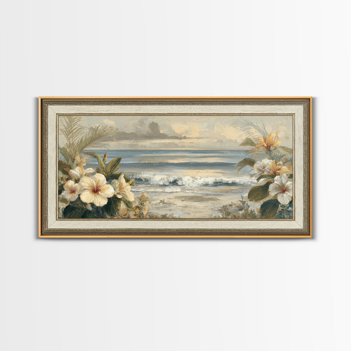 Sunset Surf Scene Framed Canvas Print, Tropical Art, Room Decor, Living Room Decor, Fine Art, Tropic, Printable, TRO-2x1-18