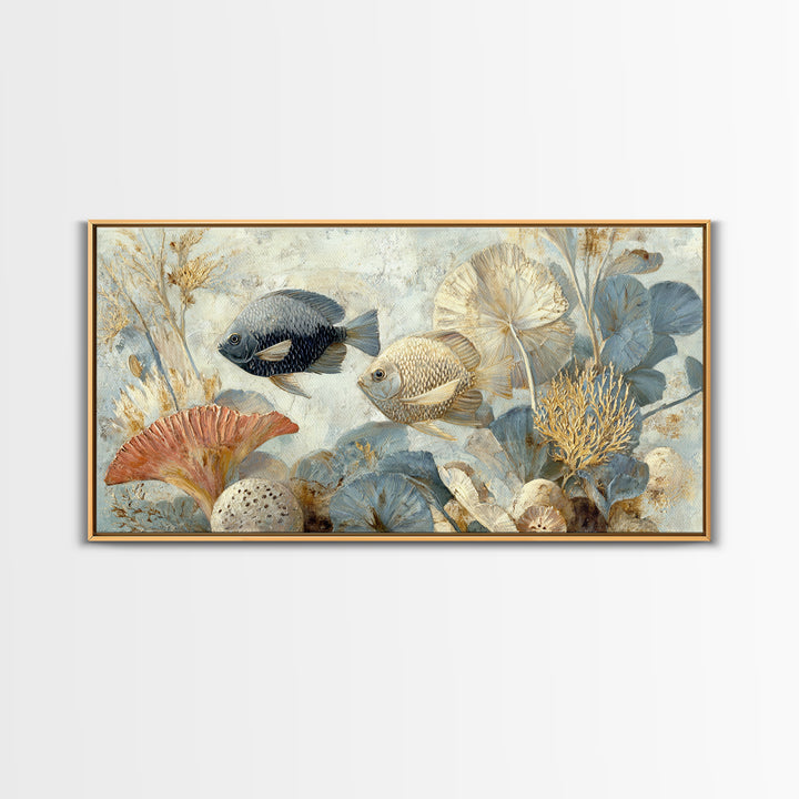 Tropical Fish over Coral Reef Canvas Print, Tropical Art, Digital Print, Living Room Decor, Tropic, Downloadable Prints, TRO-2x1-31