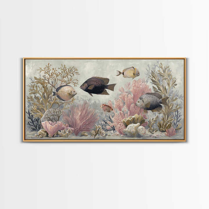 Leopard Hidden Among Palm Leaves Framed Canvas Print, Tropical Art, Contemporary Art, Living Room Decor, Fine Art, Tropic, TRO-2x1-34