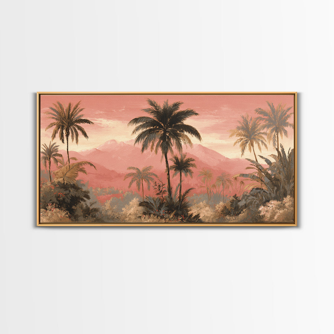 Palm Tree Silhouettes Canvas Print, Tropical Art, Digital Prints, Living Room Decor, Fine Art, Tropic 148, Set of Prints, TRO-2x1-48