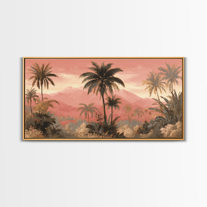 Palm Tree Silhouettes Canvas Print, Tropical Art, Digital Prints, Living Room Decor, Fine Art, Tropic 148, Set of Prints, TRO-2x1-48