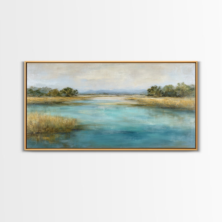 Tropical Lagoon with Turquoise Water Framed Canvas Print, Tropical Art, Room Decor, Living Room Decor, Fine Art, Tropic, TRO-2x1-75