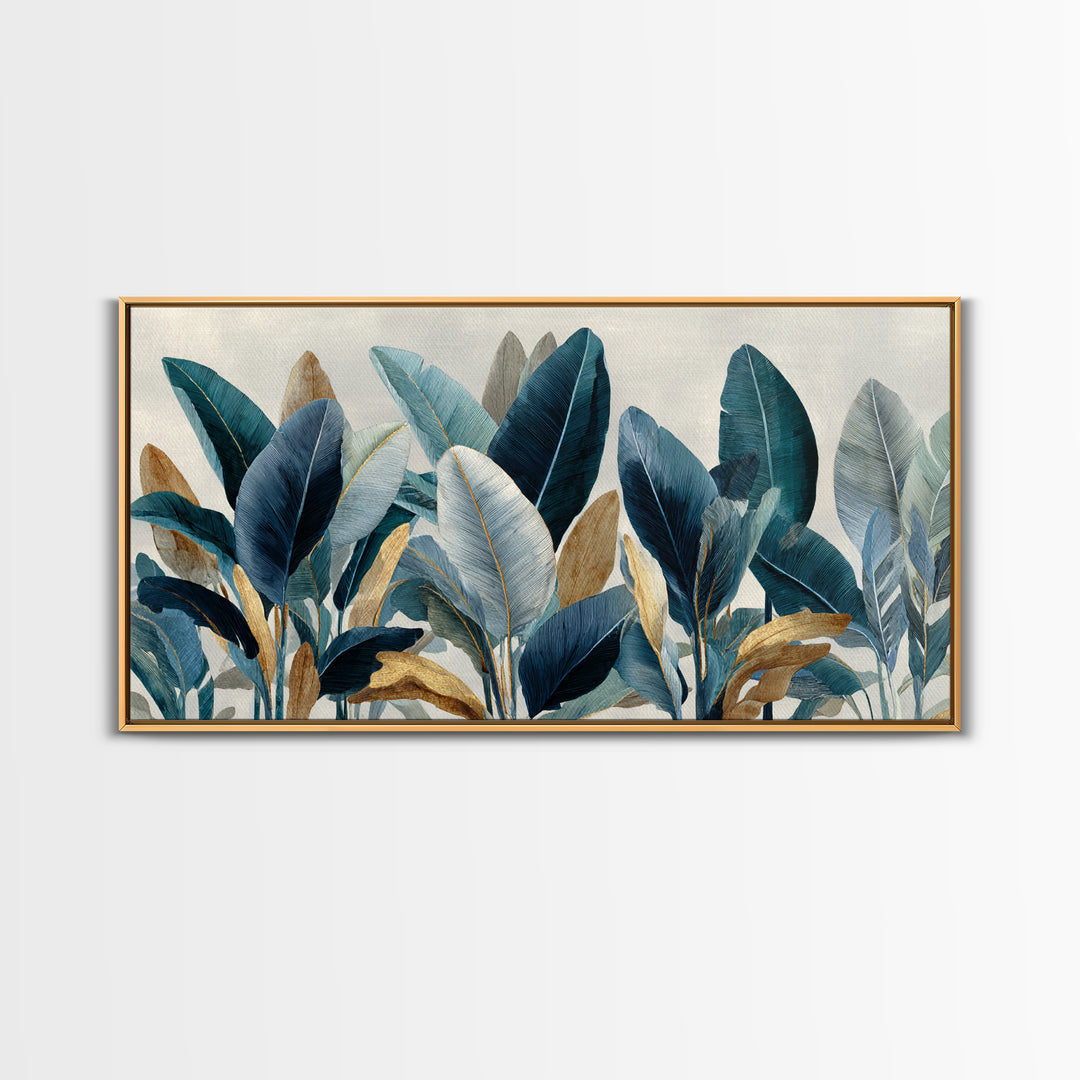 Banana Leaves Layered Canvas Print, Tropical Art, Watercolor Painting, Living Room Decor, Oil Painting, Tropic, TRO-2x1-77