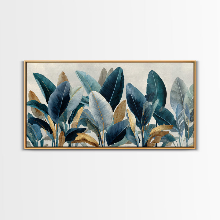 Banana Leaves Layered Canvas Print, Tropical Art, Watercolor Painting, Living Room Decor, Oil Painting, Tropic, TRO-2x1-77