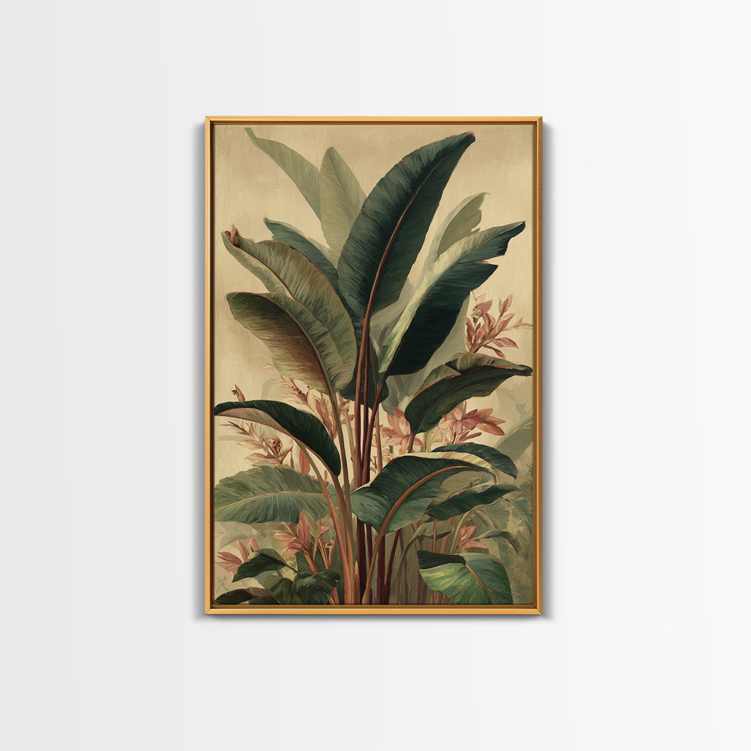 Banana Leaves Layered Framed Canvas Print, Tropical Art, Printable Art, Living Room Decor, Abstract Art, Tropic, TRO-2x3-17