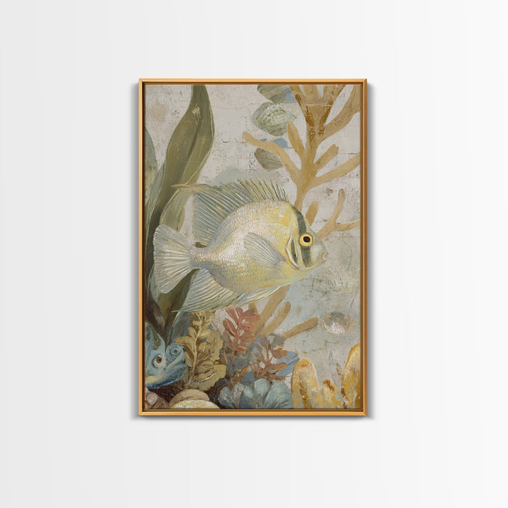 Tropical Fish over Coral Reef Framed Canvas Print, Tropical Art, Contemporary Art, Living Room Decor, Fine Art, Tropic, TRO-2x3-19