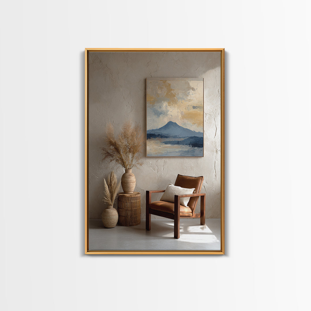 Island Volcano with Lush Foreground Framed Canvas Print, Tropical Art, Printable, Living Room Decor, Fine Art, Tropic, TRO-2x3-25