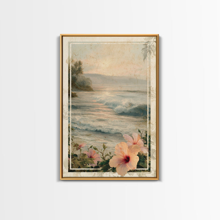 Sunset Surf Scene Framed Canvas Print, Tropical Art, Minimalist Decor, Living Room Decor, Fine Art, Tropic, Digital Print, TRO-2x3-6