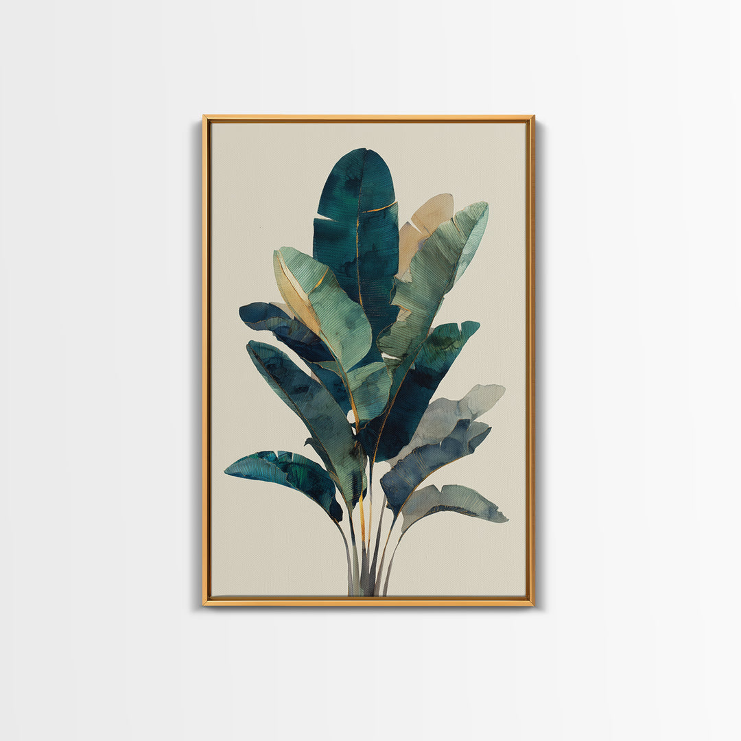 Banana Leaves Layered Canvas Print, Tropical Art, Coastal Wall Art, Living Room Decor, Fine Art, Tropic, Beach Prints, TRO-2x3-65