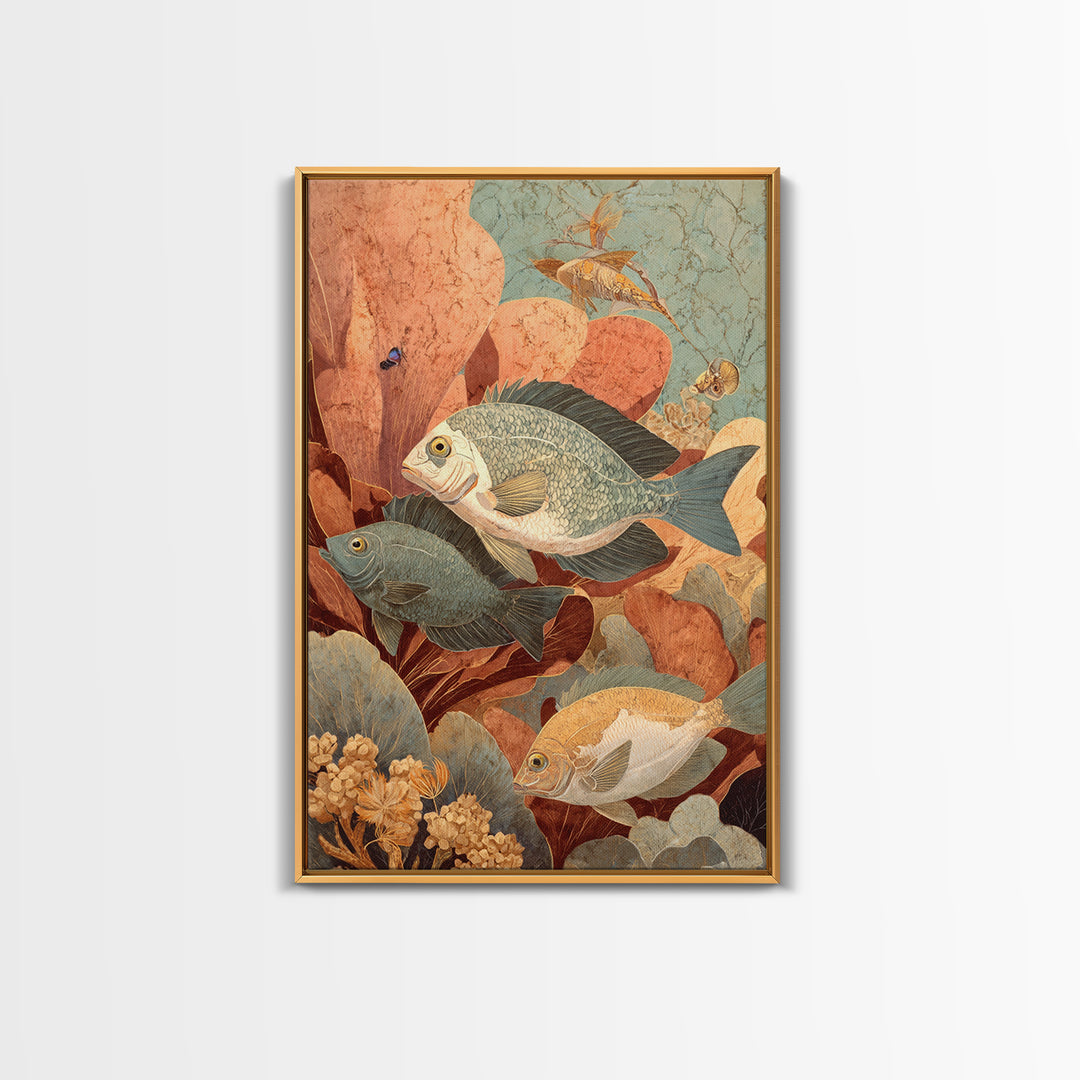 Tropical Fish over Coral Reef Canvas Print, Tropical Art, Set of 3 Prints, Living Room Decor, Fine Art, Tropic, Botanical Art, TRO-2x3-67