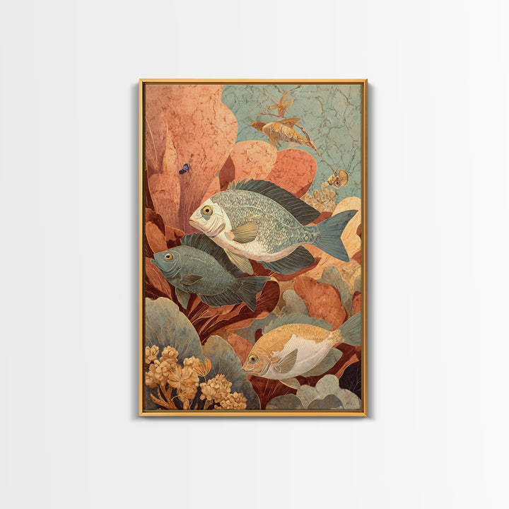 Tropical Fish over Coral Reef Canvas Print, Tropical Art, Set of 3 Prints, Living Room Decor, Fine Art, Tropic, Botanical Art, TRO-2x3-67