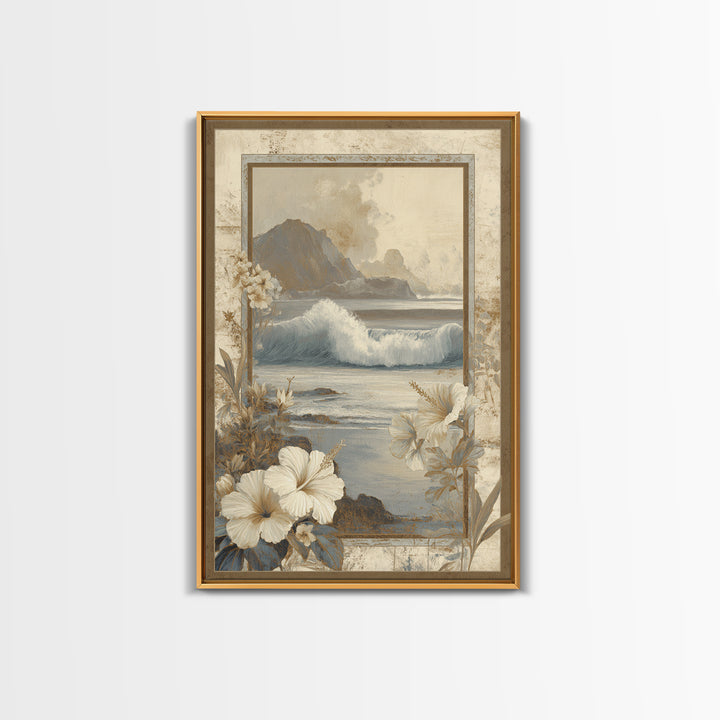 Sunset Surf Scene Framed Canvas Print, Tropical Art, Wall Art Prints, Living Room Decor, Fine Art, Tropic, Beach Wall Art, TRO-2x3-78