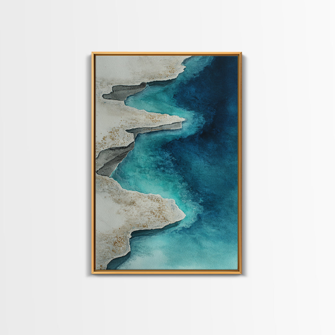 Tropical Lagoon with Turquoise Water Framed Canvas Print, Tropical Art, Gallery Wall Art, Living Room Decor, Fine Art, Tropic, TRO-2x3-87