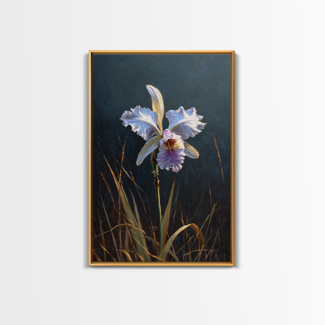 Orchid and Hummingbird Composition Framed Canvas Print, Tropical Art, Pink Wall Art, Living Room Decor, Fine Art, Tropic, TRO-2x3-90
